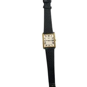 CCLASSIC SEIKO ROMAN NUMBER BLACK LEATHER STRAP LADIES WATCH * WORKING